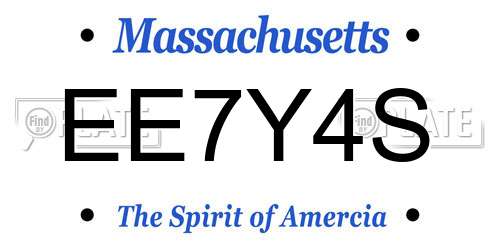 EE7Y4S Massachusetts License Plate