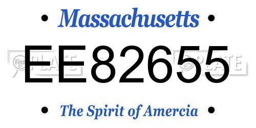 EE82655 Massachusetts License Plate