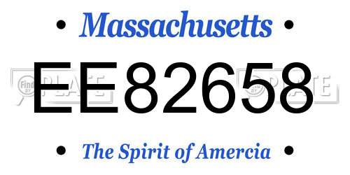 EE82658 Massachusetts License Plate