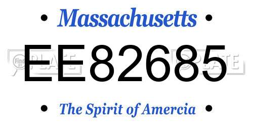 EE82685 Massachusetts License Plate