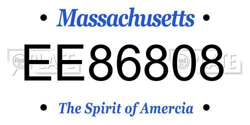 EE86808 Massachusetts License Plate