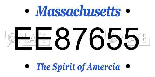 EE87655 Massachusetts License Plate