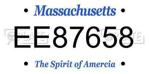 EE87658 Massachusetts License Plate