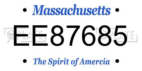 EE87685 Massachusetts License Plate