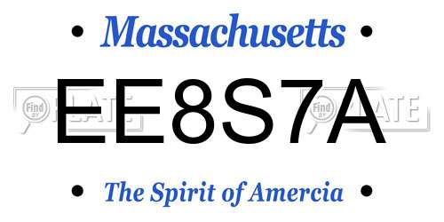 EE8S7A Massachusetts License Plate