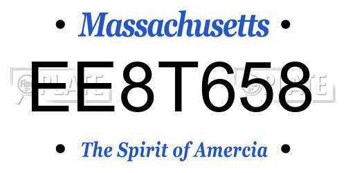 EE8T658 Massachusetts License Plate