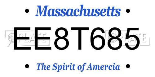 EE8T685 Massachusetts License Plate