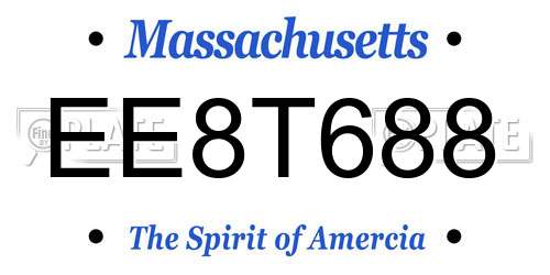 EE8T688 Massachusetts License Plate
