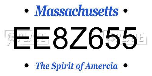 EE8Z655 Massachusetts License Plate
