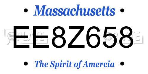 EE8Z658 Massachusetts License Plate