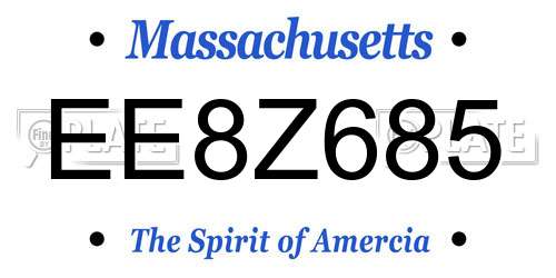 EE8Z685 Massachusetts License Plate