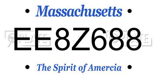 EE8Z688 Massachusetts License Plate