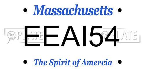 EEAI54 Massachusetts License Plate