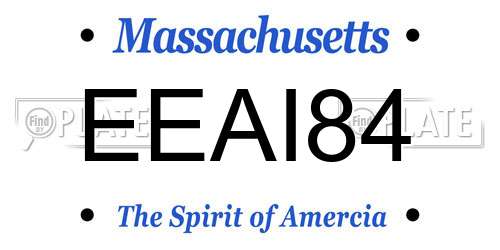 EEAI84 Massachusetts License Plate