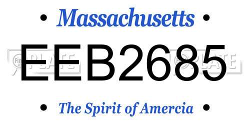 EEB2685 Massachusetts License Plate