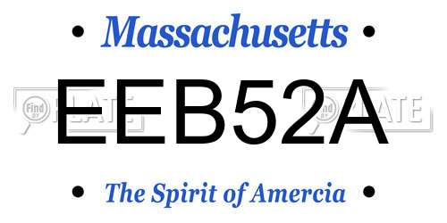 EEB52A Massachusetts License Plate
