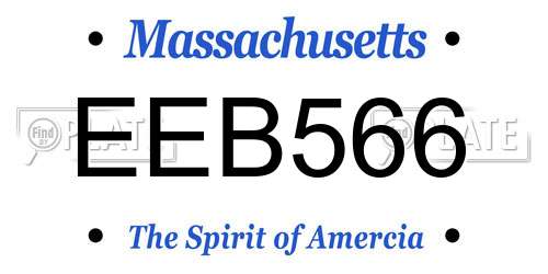 EEB566 Massachusetts License Plate