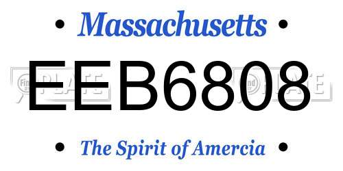 EEB6808 Massachusetts License Plate