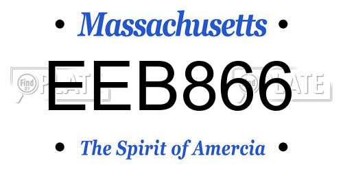 EEB866 Massachusetts License Plate