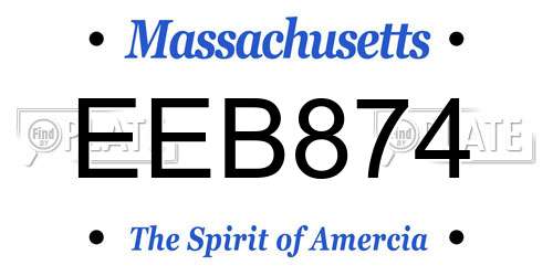 EEB874 Massachusetts License Plate