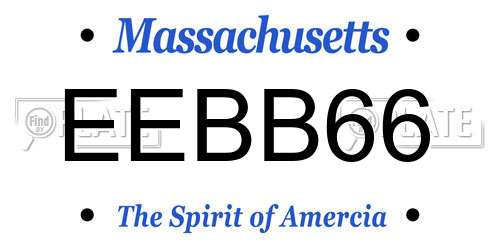 EEBB66 Massachusetts License Plate