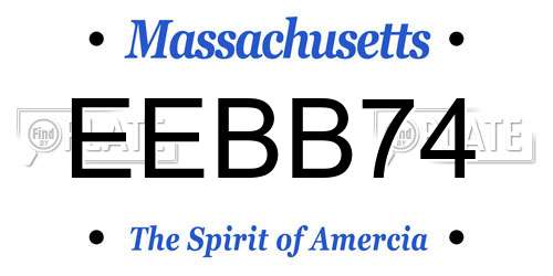 EEBB74 Massachusetts License Plate