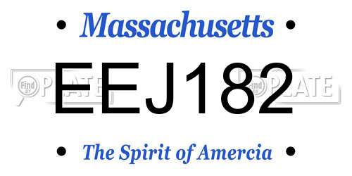 EEJ182 Massachusetts License Plate