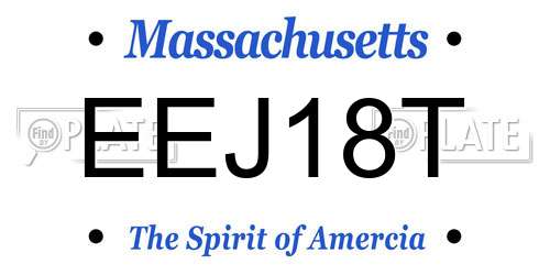 EEJ18T Massachusetts License Plate