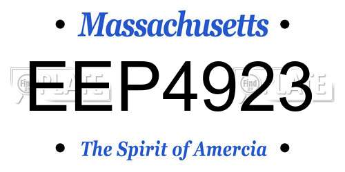 EEP4923 Massachusetts License Plate