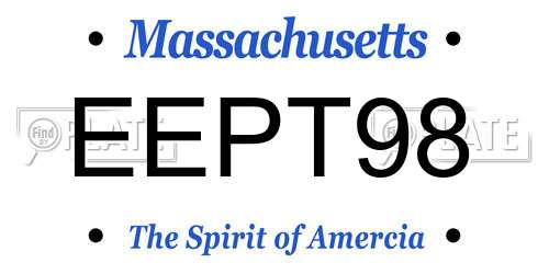 EEPT98 Massachusetts License Plate
