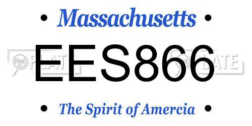 EES866 Massachusetts License Plate