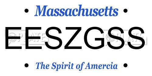 EESZGSS Massachusetts License Plate