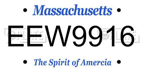 EEW9916 Massachusetts License Plate