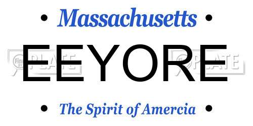 EEYORE Massachusetts License Plate