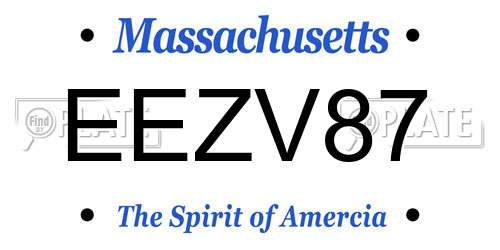 EEZV87 Massachusetts License Plate