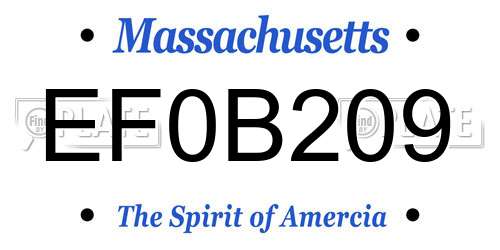 EF0B209 Massachusetts License Plate
