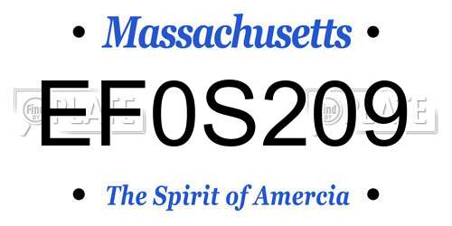 EF0S209 Massachusetts License Plate