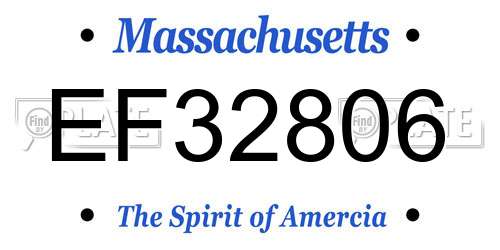 EF32806 Massachusetts License Plate