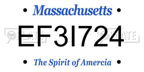 EF3I724 Massachusetts License Plate