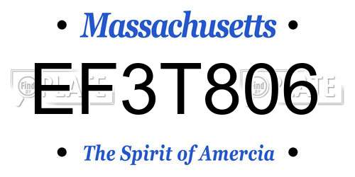 EF3T806 Massachusetts License Plate