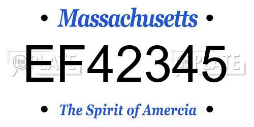 EF42345 Massachusetts License Plate