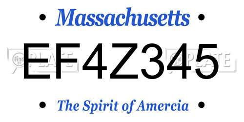 EF4Z345 Massachusetts License Plate