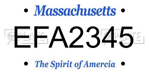 EFA2345 Massachusetts License Plate