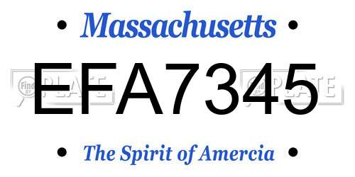 EFA7345 Massachusetts License Plate
