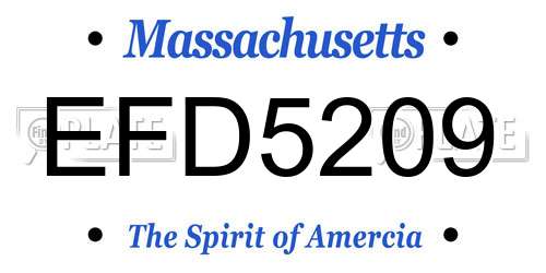 EFD5209 Massachusetts License Plate