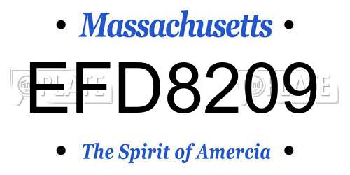 EFD8209 Massachusetts License Plate