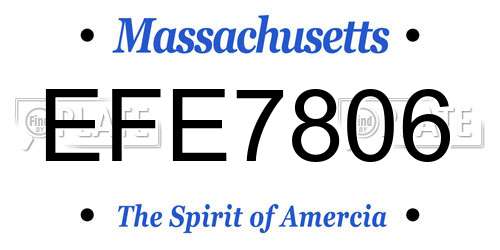 EFE7806 Massachusetts License Plate