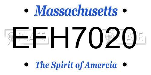 EFH7020 Massachusetts License Plate