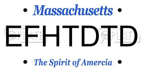 EFHTDTD Massachusetts License Plate