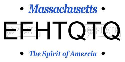 EFHTQTQ Massachusetts License Plate